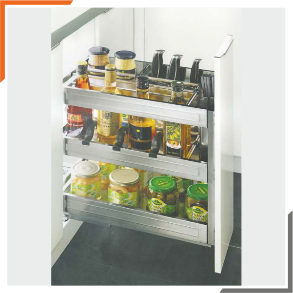 SS Satin Pullout Organiser (Three Shelves)