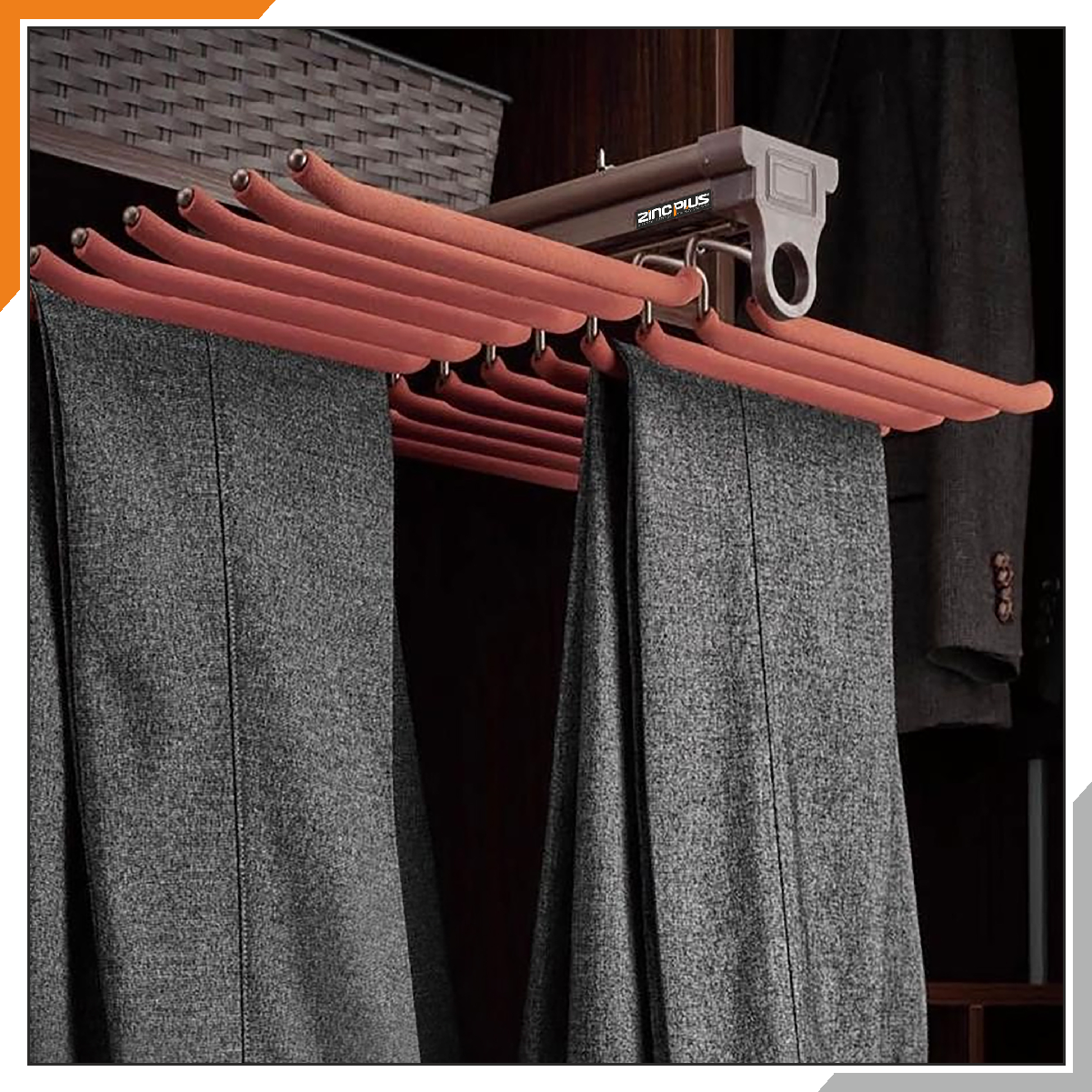 Top Mounted Pants Rack With Two-Row (Mocha Color)