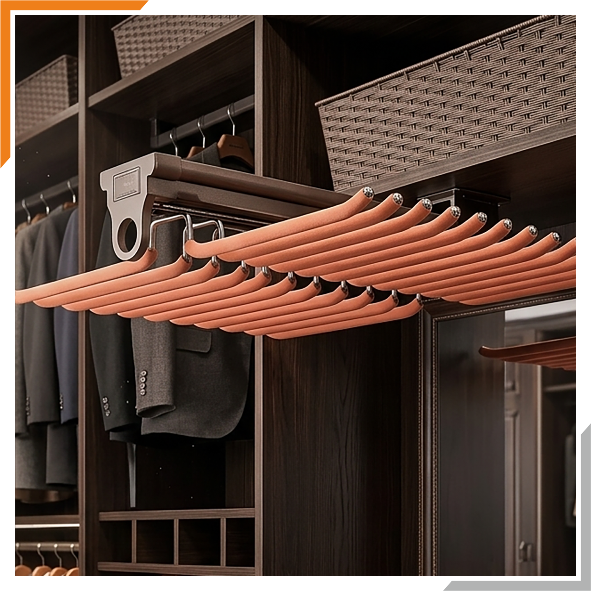 Top Mounted Pants Rack With Two-Row (Mocha Color)